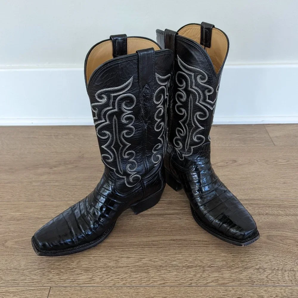 Lucchese | Shoes | Lucchese Mens Black Ultra Caiman Belly  display picture 2